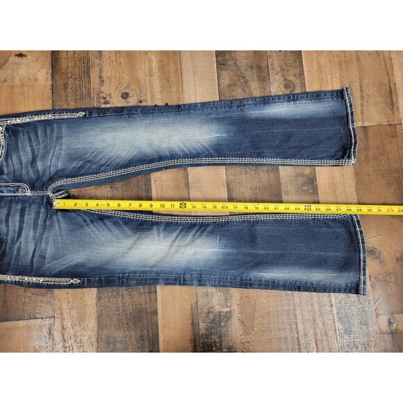 Rock Revival Sherry Boot‎ Jeans Womens 28 Dark Wash Blue Denim Sequin Rhinestone - Picture 8 of 8